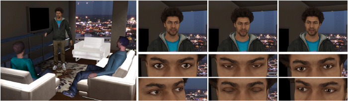 Example snapshots of synthetic avatar head and eye
movement based on live (or pre-recorded) speech input by
our approach.